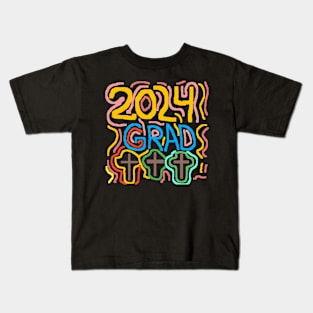 pixel art 2024 grad religion Kids T-Shirt